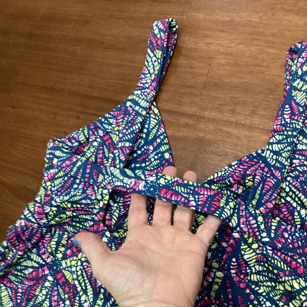 Patagonia Margot Dress Geometric Leaf Print Shelf Bra Large Normcore Athletic - Picture 2 of 8